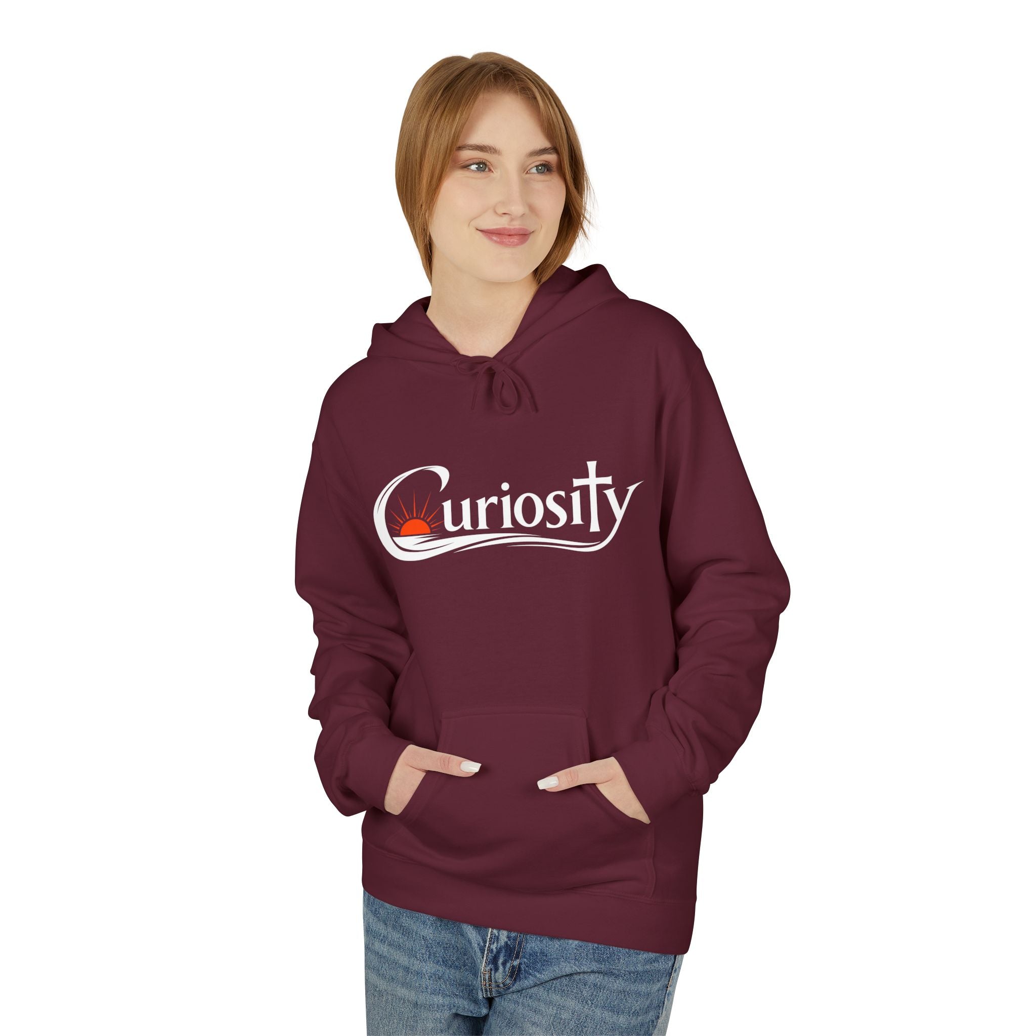 Curiosity Logo Hoodie | It starts with a question text