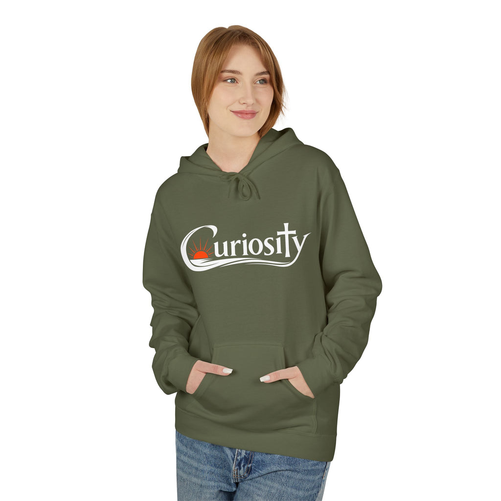 Curiosity Logo Hoodie | It starts with a question text