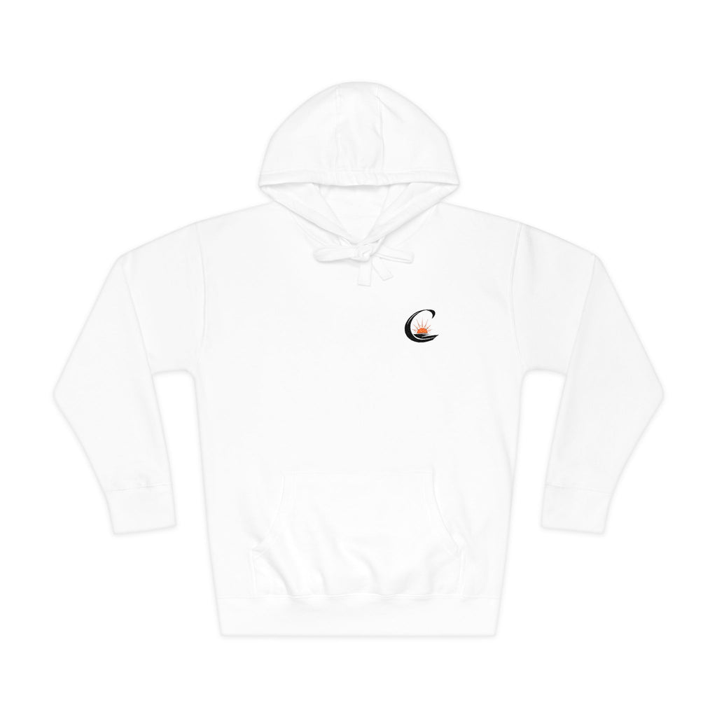 Curiosity Black Emblem Hoodie | Small Chest Graphic, Cream Pullover