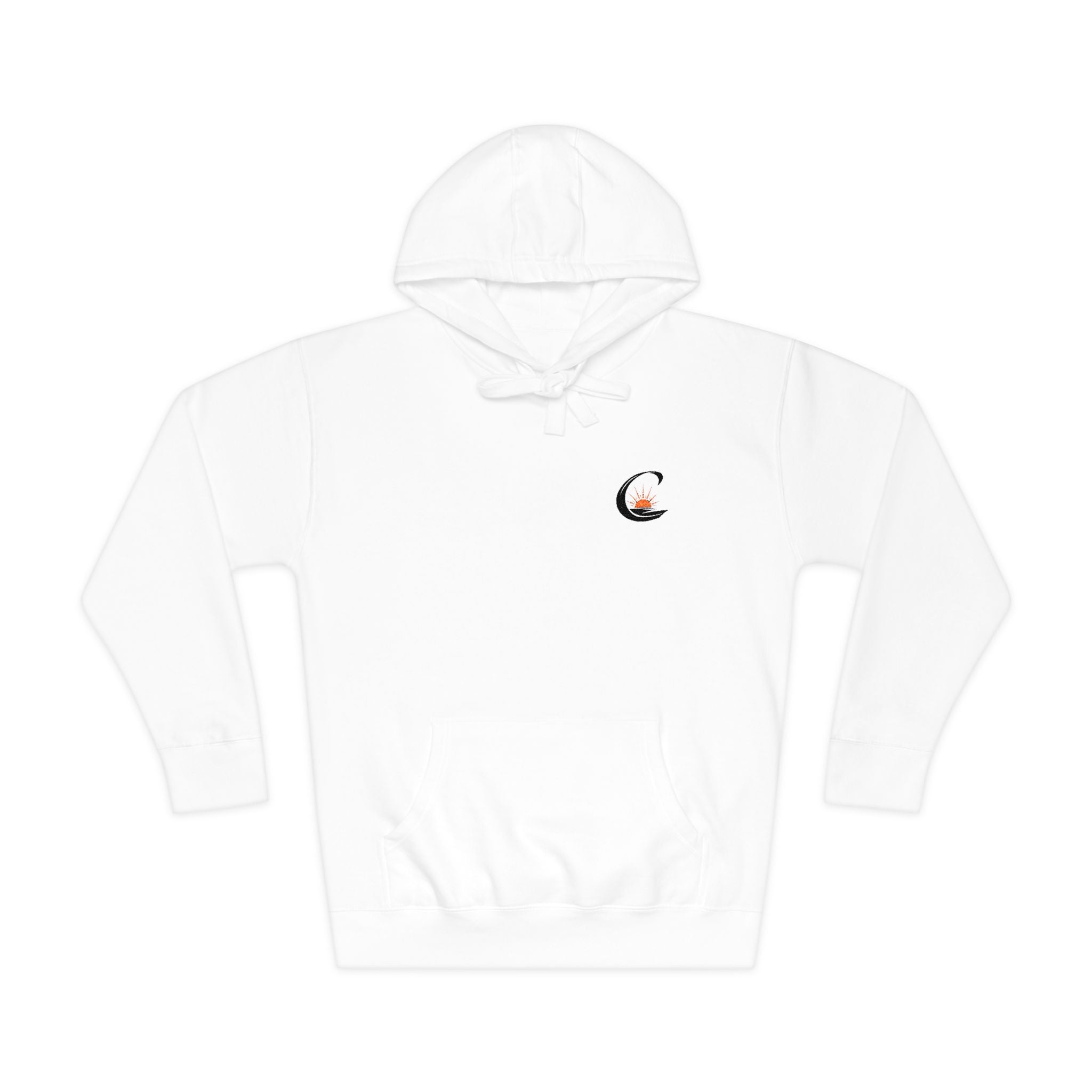 Curiosity Black Emblem Hoodie | Small Chest Graphic, Cream Pullover
