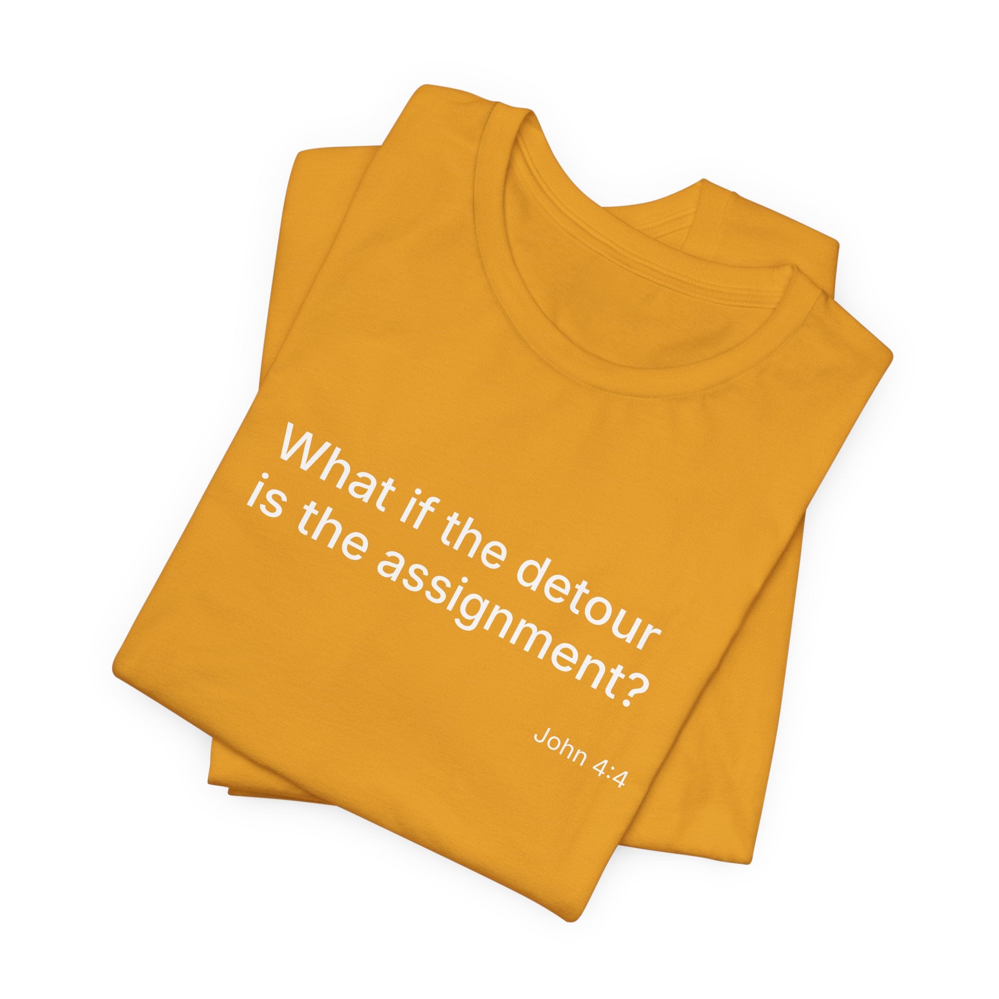 "What if the detour is the assignment?" – White Lettering & Logo - Minimal Motivational T-Shirt