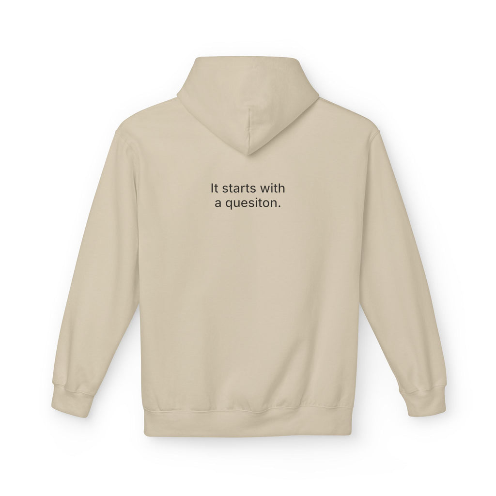 Curiosity Black Logo Hoodie | It starts with a question text