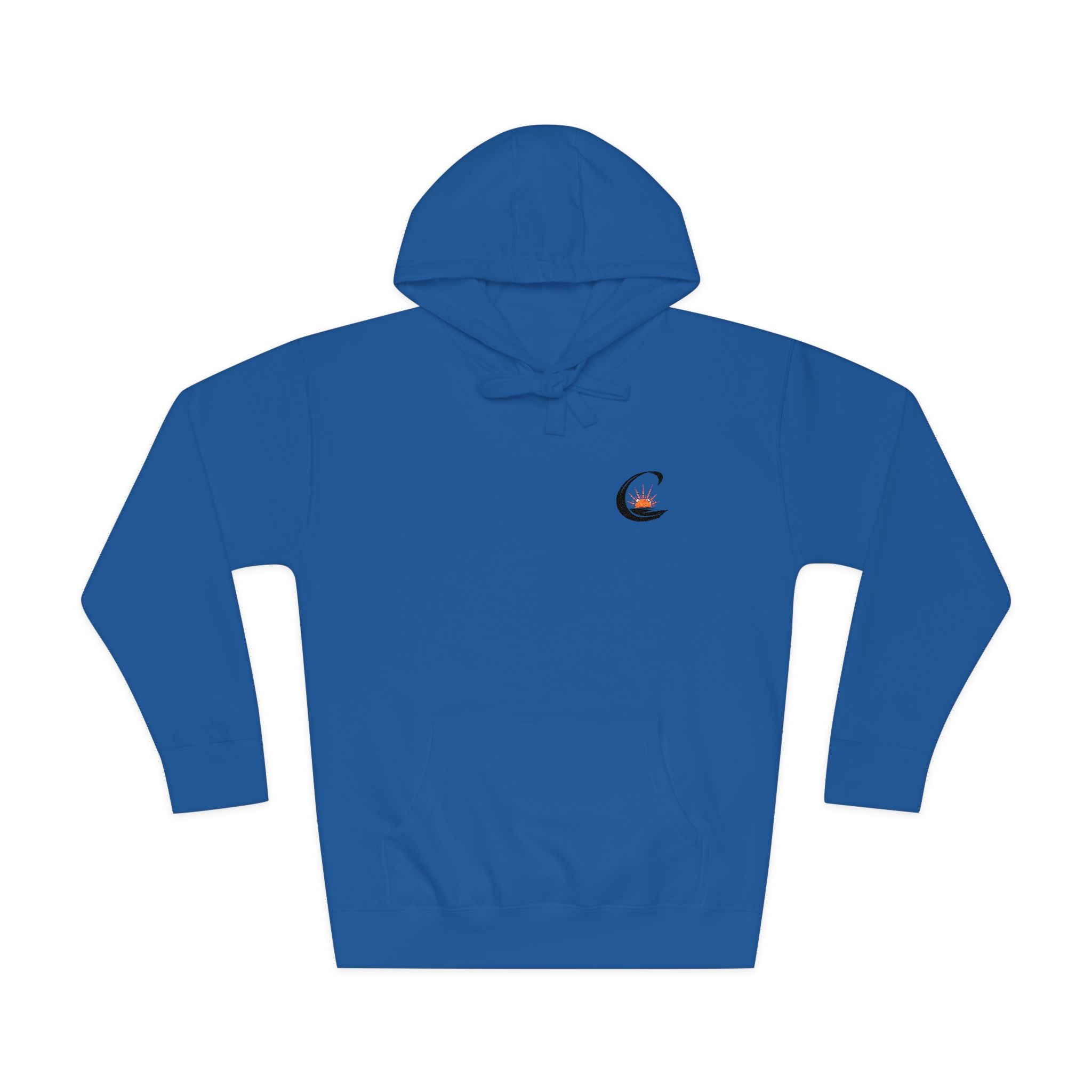Curiosity Black Emblem Hoodie | Small Chest Graphic, Cream Pullover