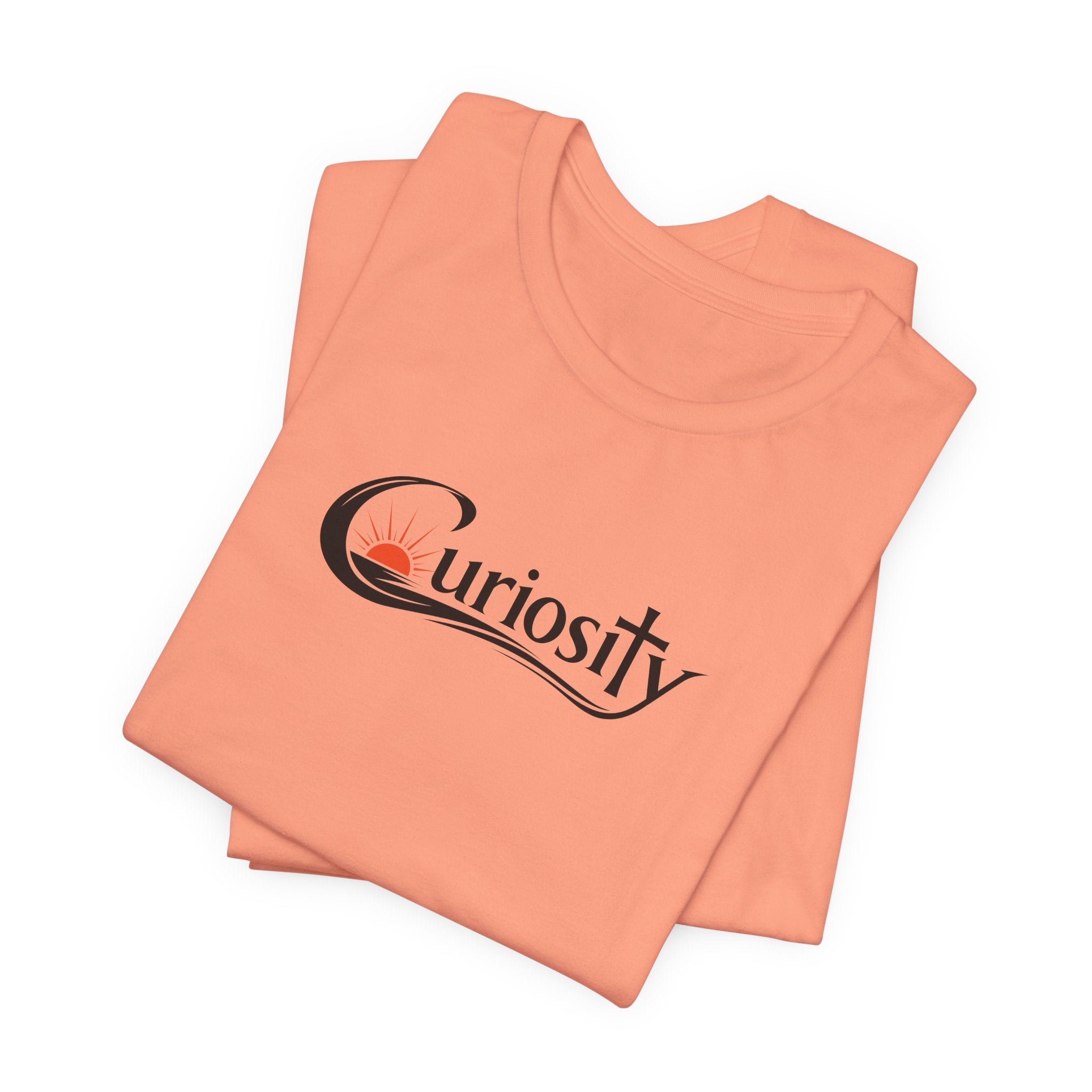 Curiosity Logo Tee | Black Curiosity Text Graphic T-Shirt, Minimal Science Design