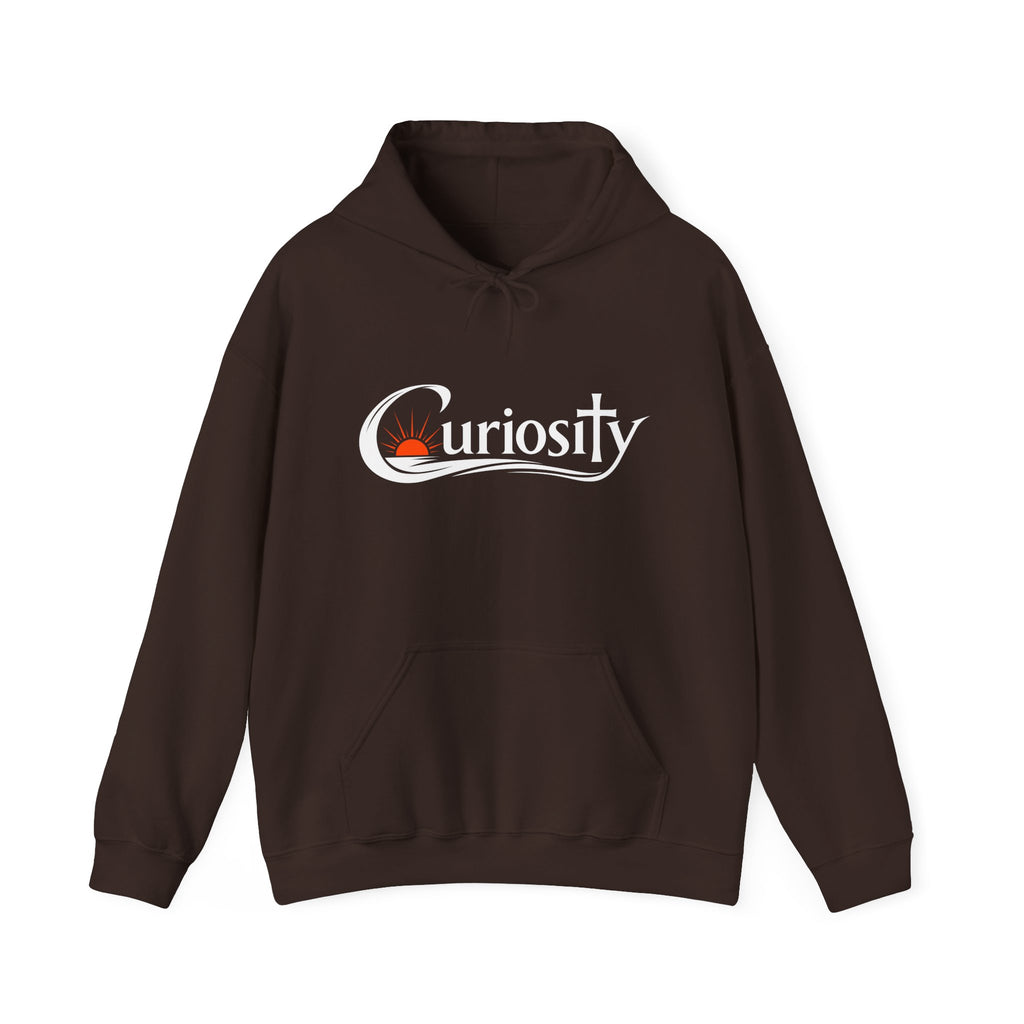 Curiosity Logo Hoodie | "The answers are waiting." White text.