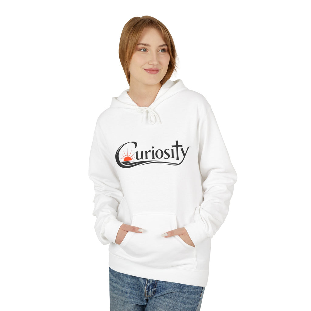 Curiosity Black Logo Hoodie | It starts with a question text