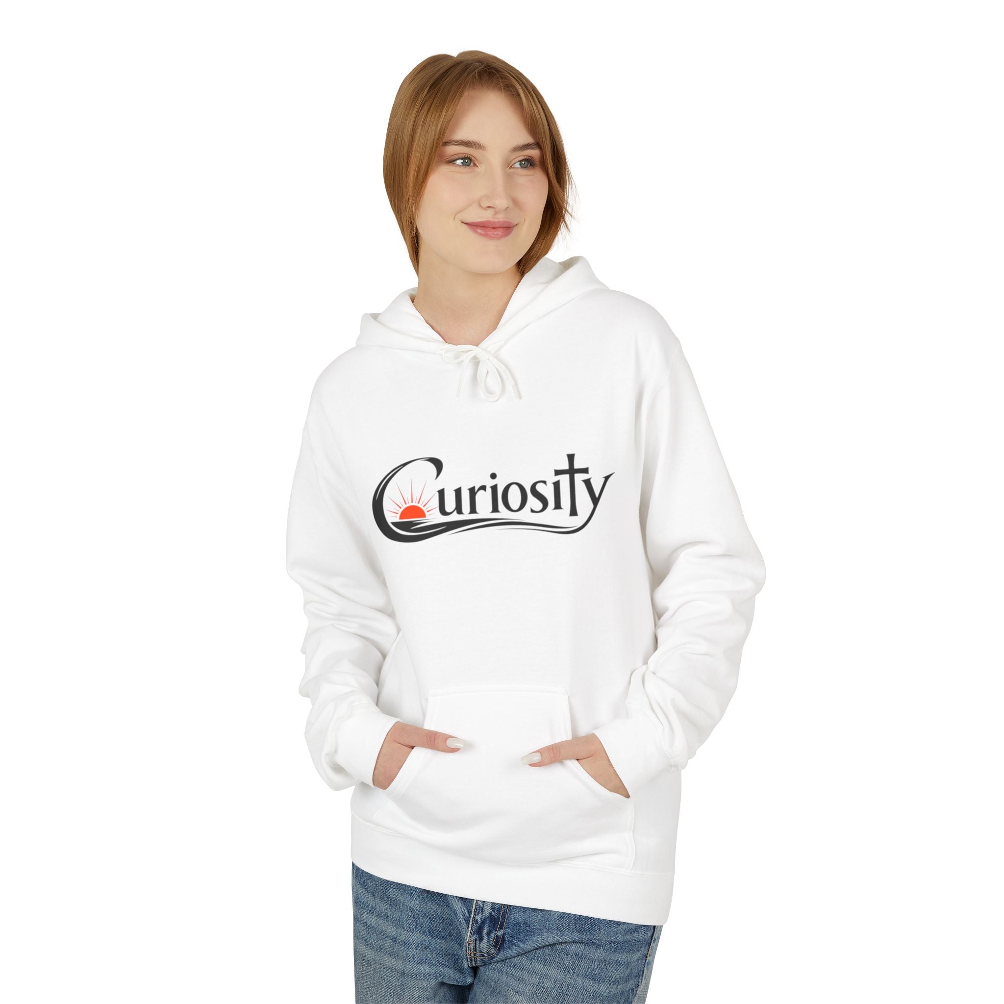 Curiosity Black Logo Hoodie | It starts with a question text
