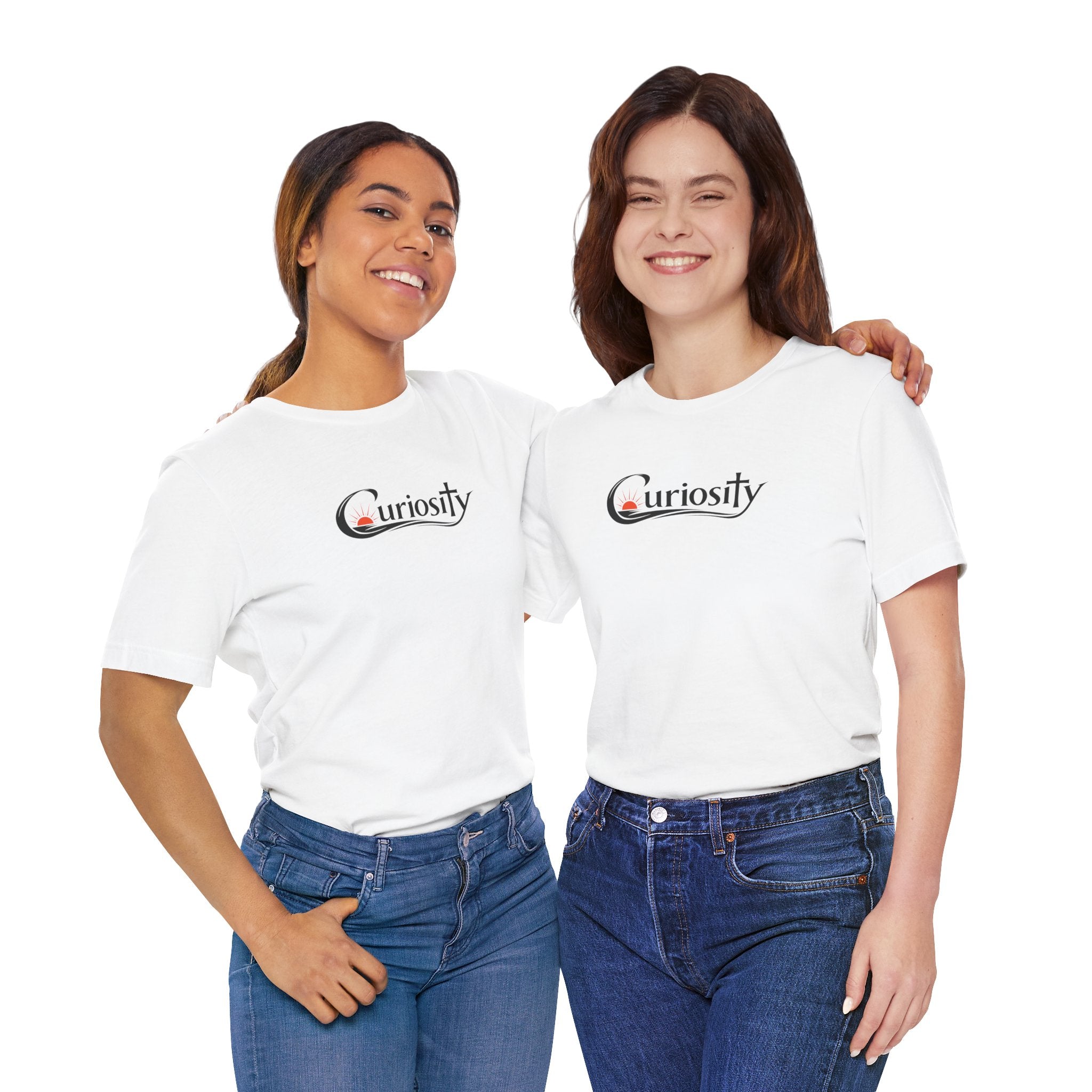 Curiosity Logo Tee | Black Curiosity Text Graphic T-Shirt, Minimal Science Design