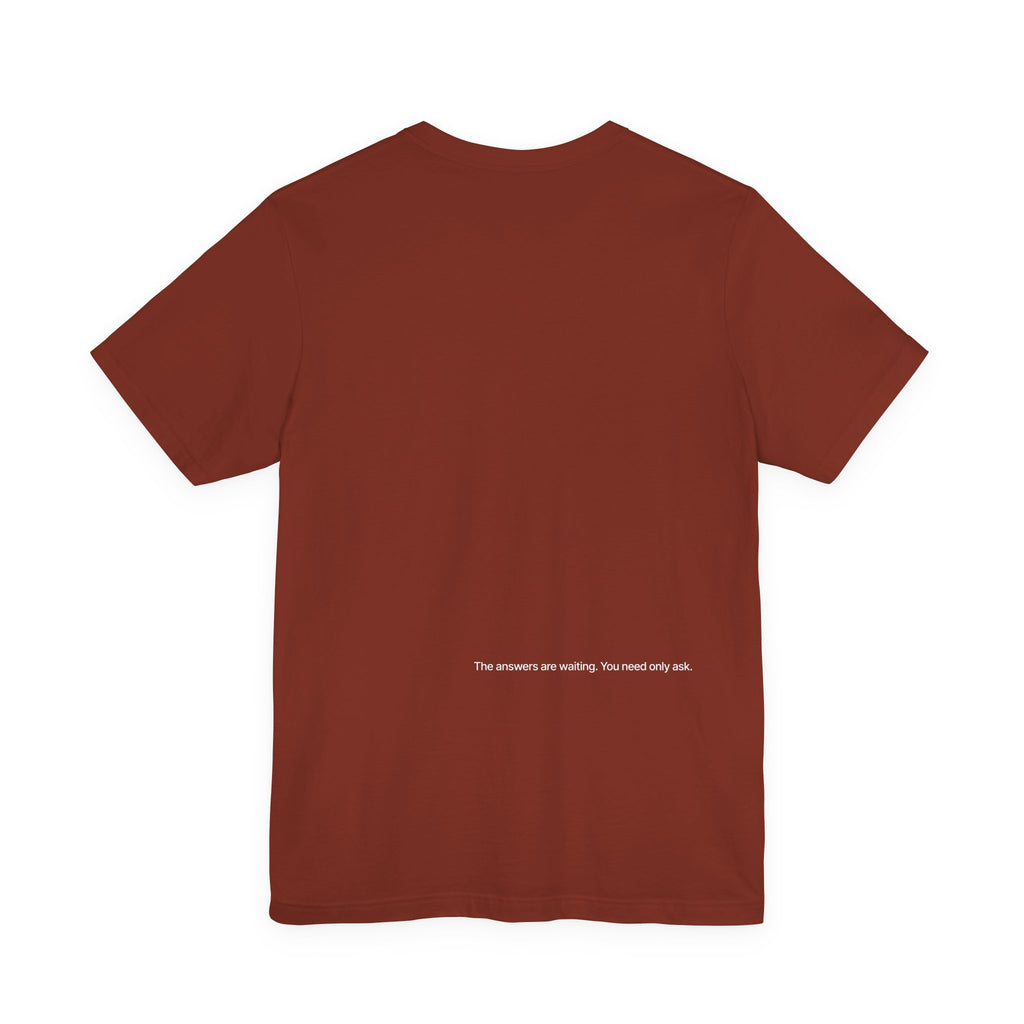 Curiosity Logo Tee | White Curiosity Text Graphic T-Shirt, Minimalist Science Design