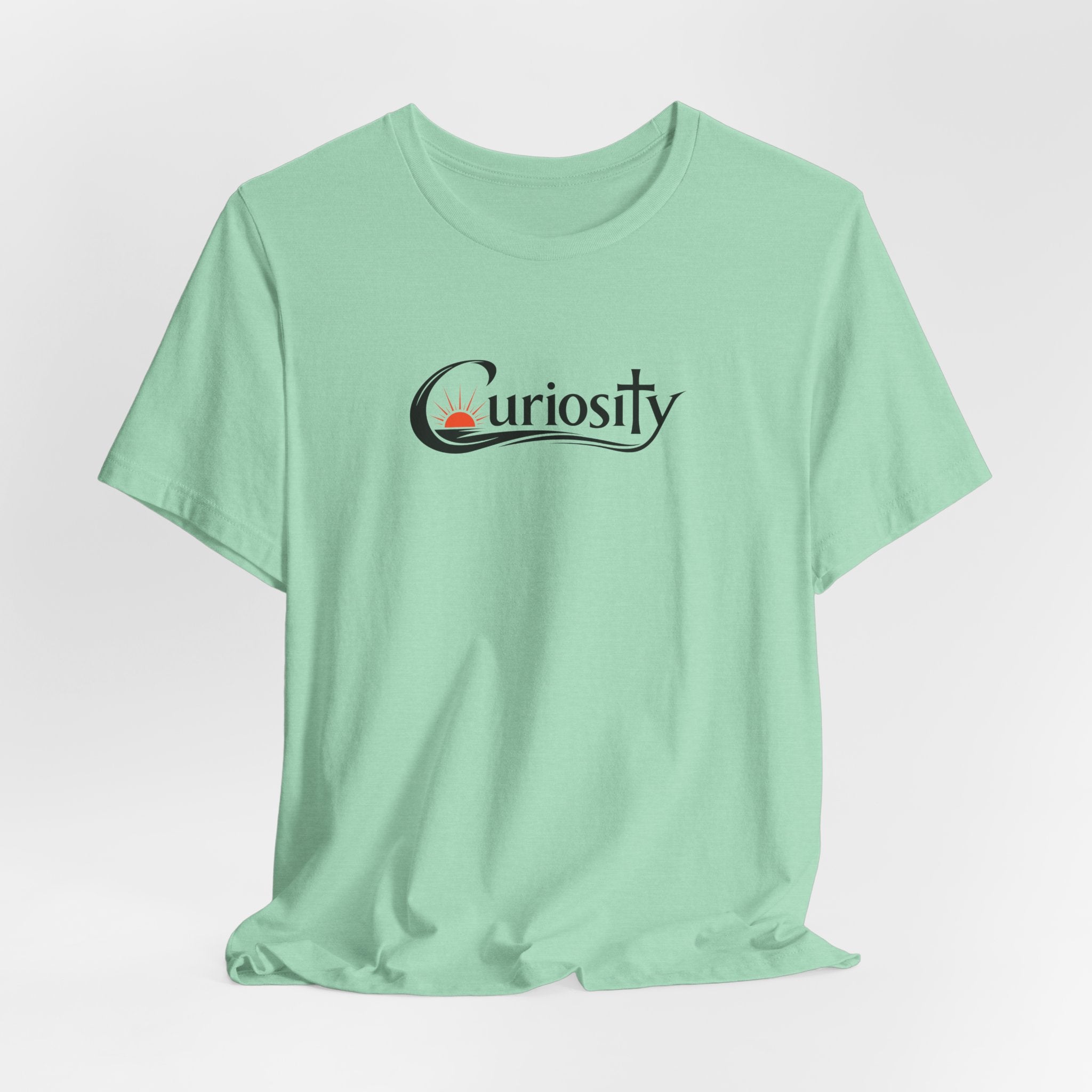 Curiosity Logo Tee | Black Curiosity Text Graphic T-Shirt, Minimal Science Design