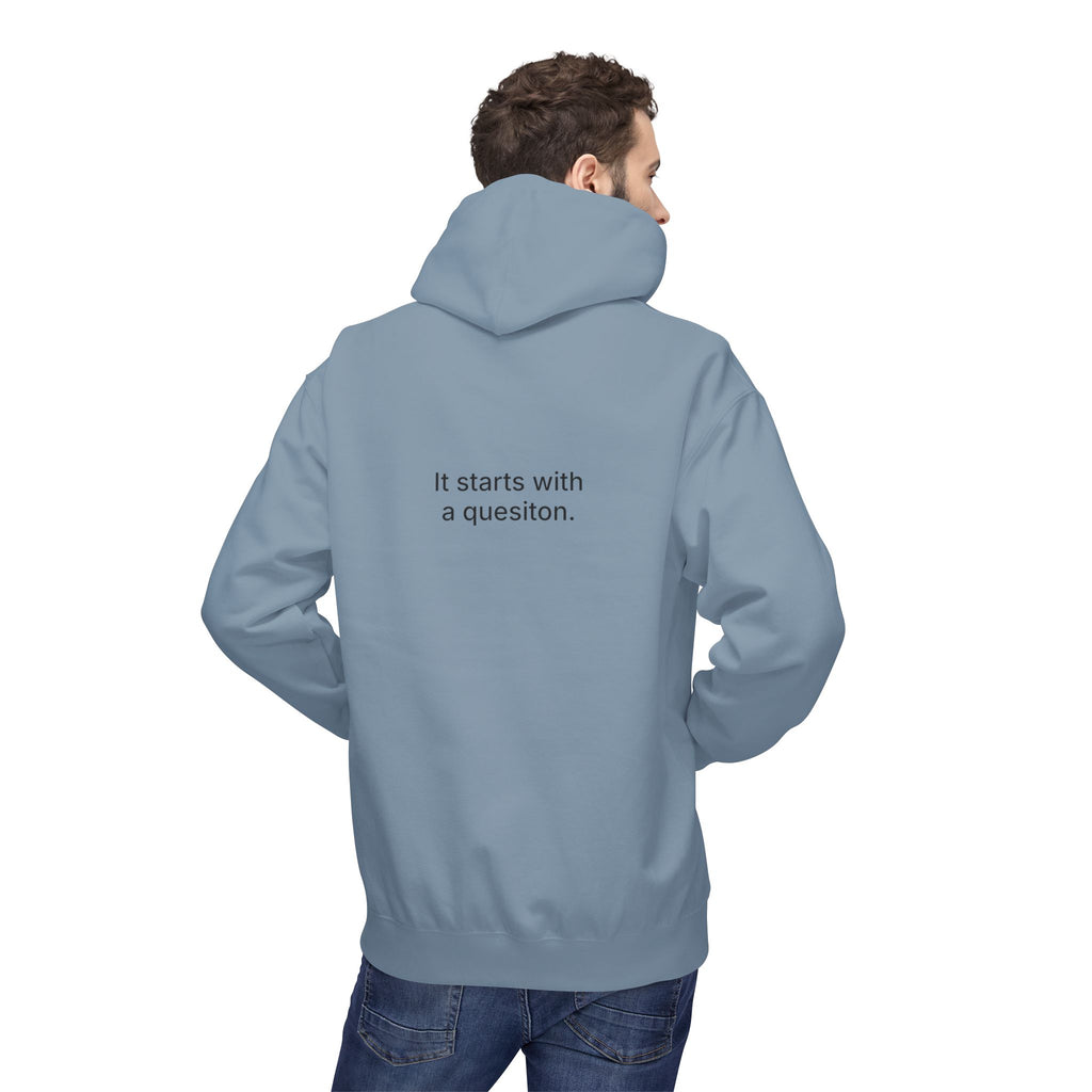 Curiosity Black Logo Hoodie | It starts with a question text