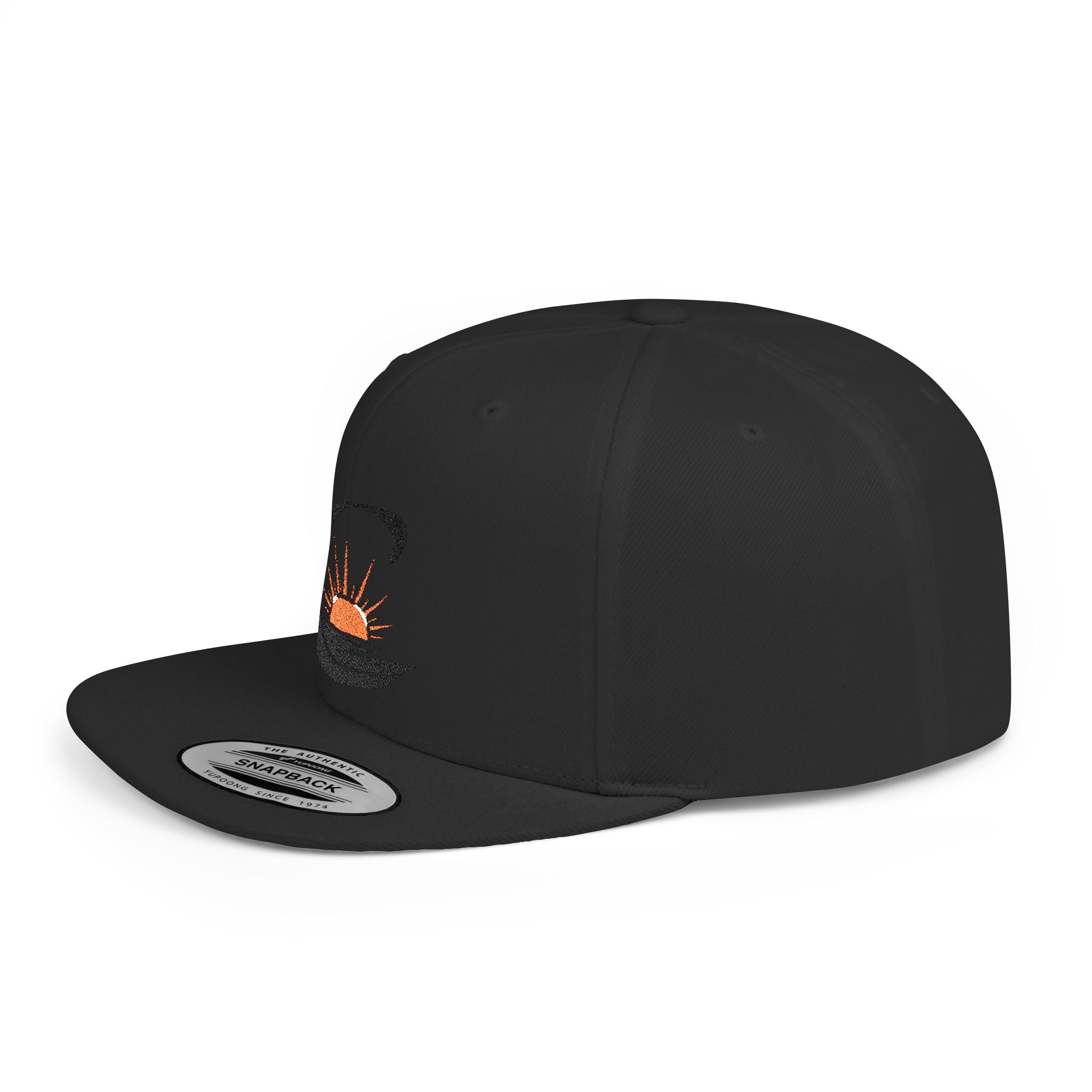 Curiosity Emblem Flat Bill Snapback | Embroidered Cap