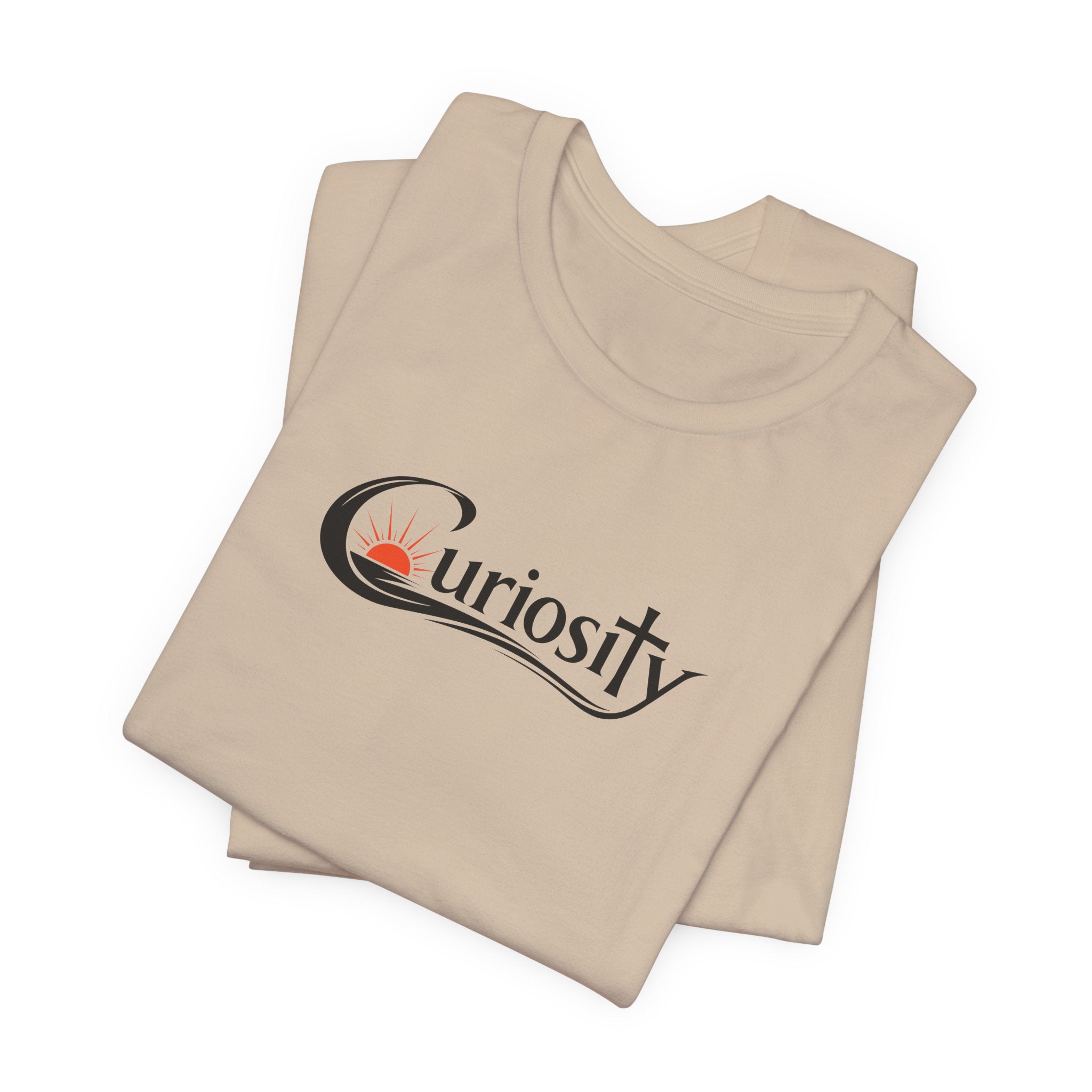 Curiosity Logo Tee | Black Curiosity Text Graphic T-Shirt, Minimal Science Design