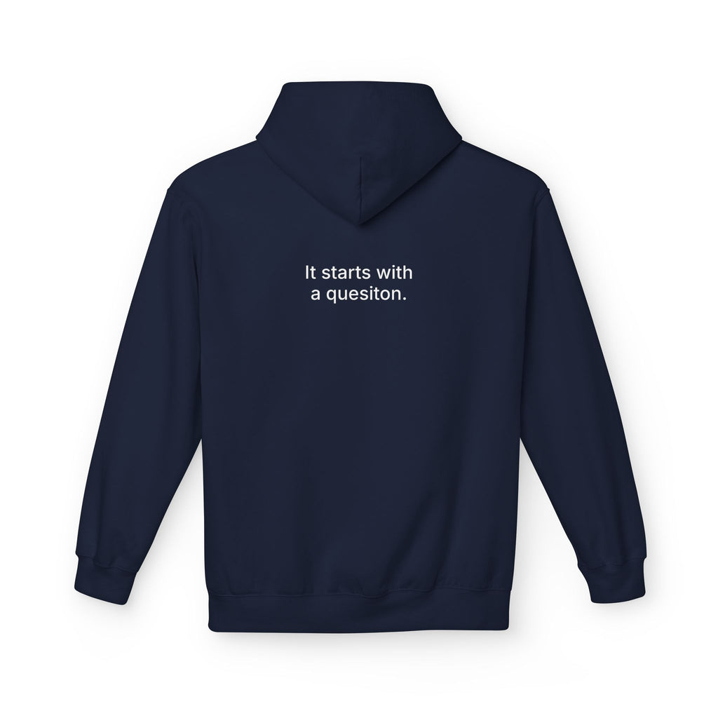 Curiosity Logo Hoodie | It starts with a question text