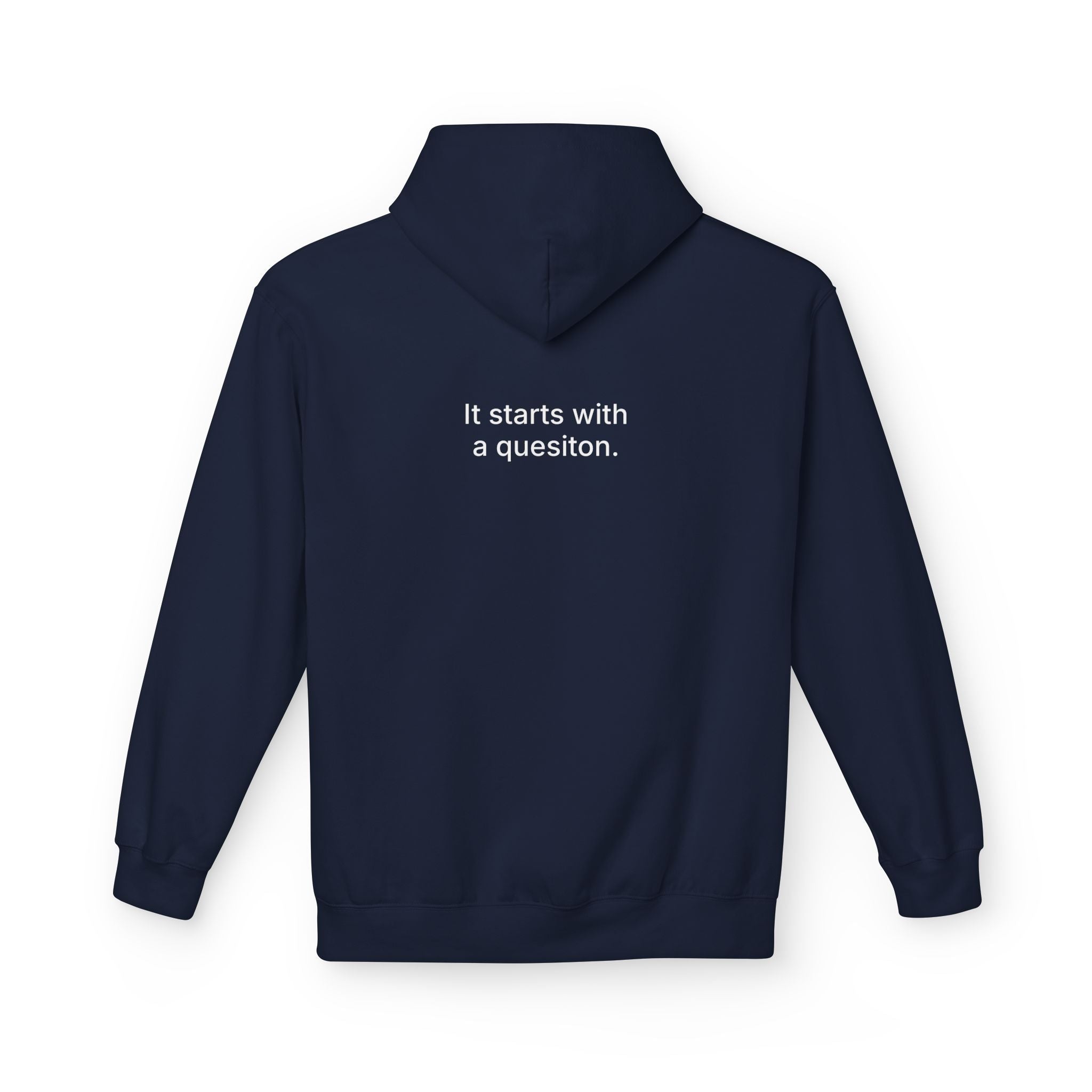 Curiosity Logo Hoodie | It starts with a question text