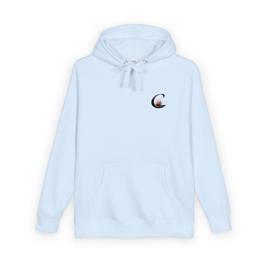 Curiosity Black Emblem Hoodie | Small Chest Graphic, Cream Pullover