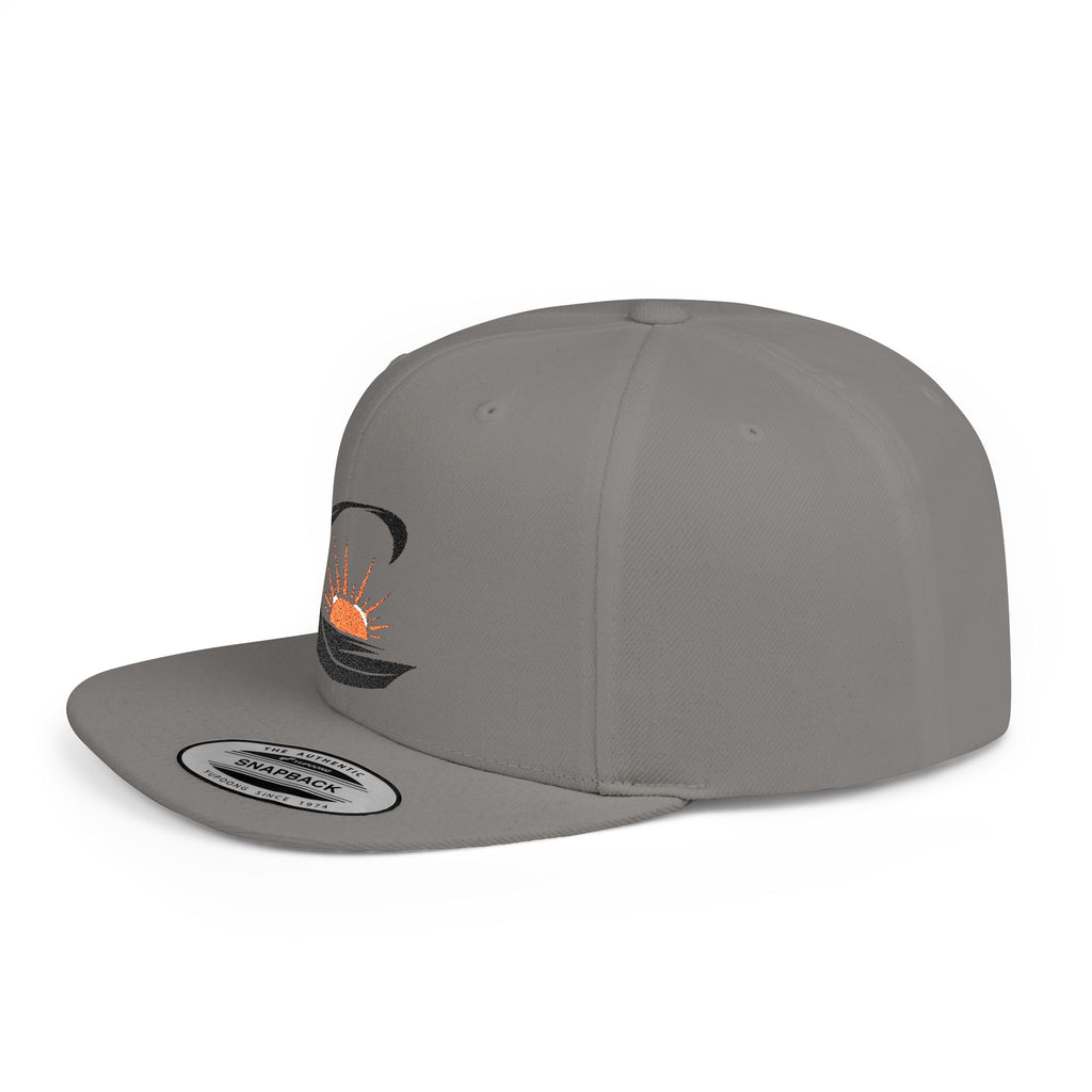 Curiosity Emblem Flat Bill Snapback | Embroidered Cap