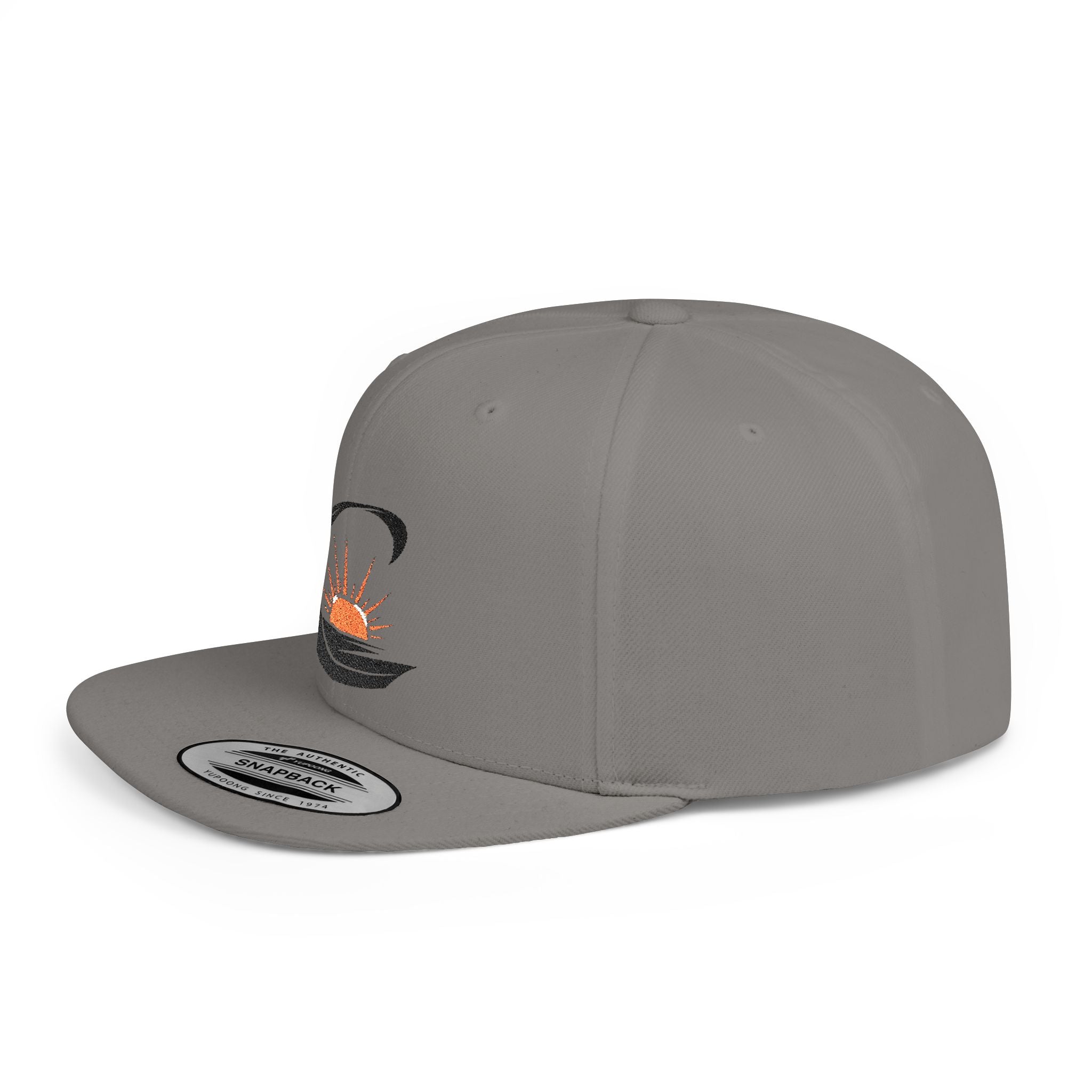 Curiosity Emblem Flat Bill Snapback | Embroidered Cap