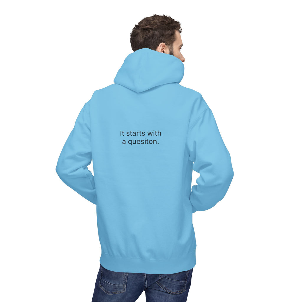 Curiosity Black Logo Hoodie | It starts with a question text