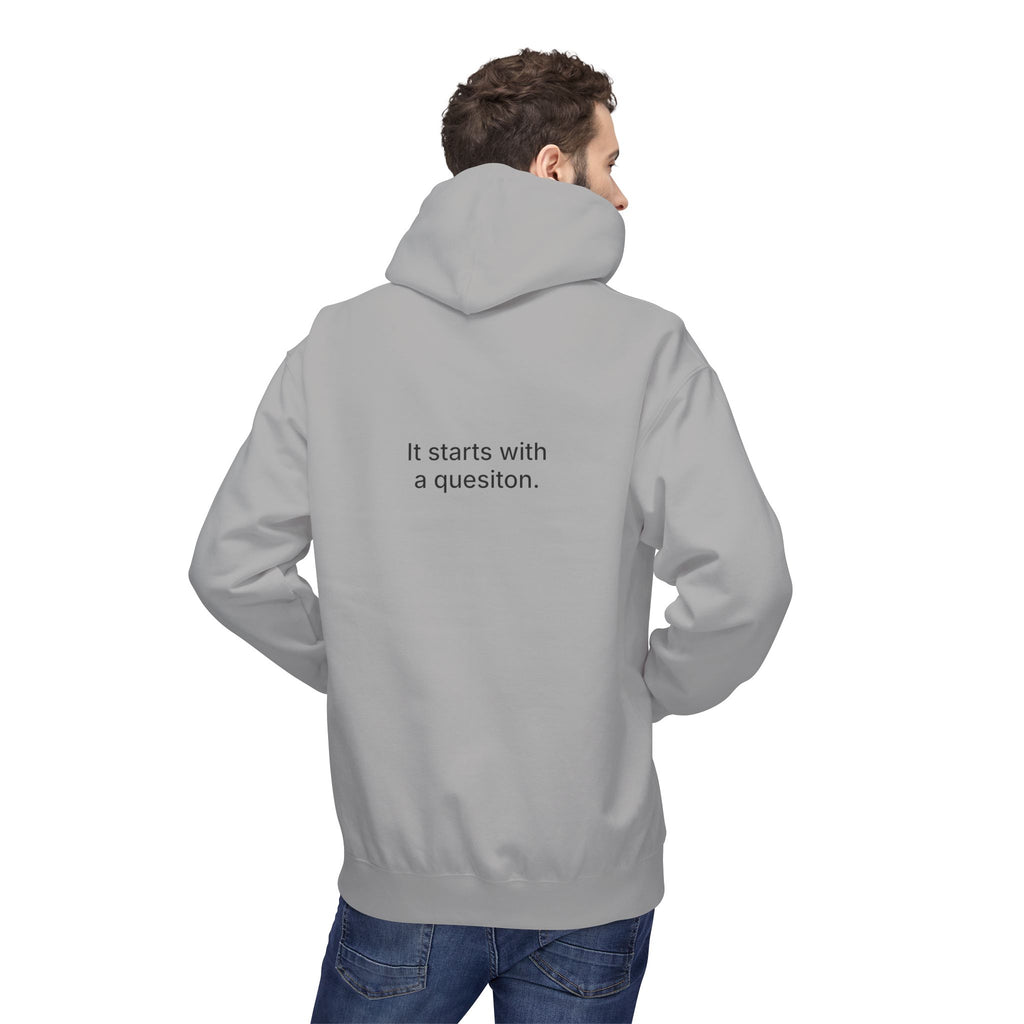 Curiosity Black Logo Hoodie | It starts with a question text