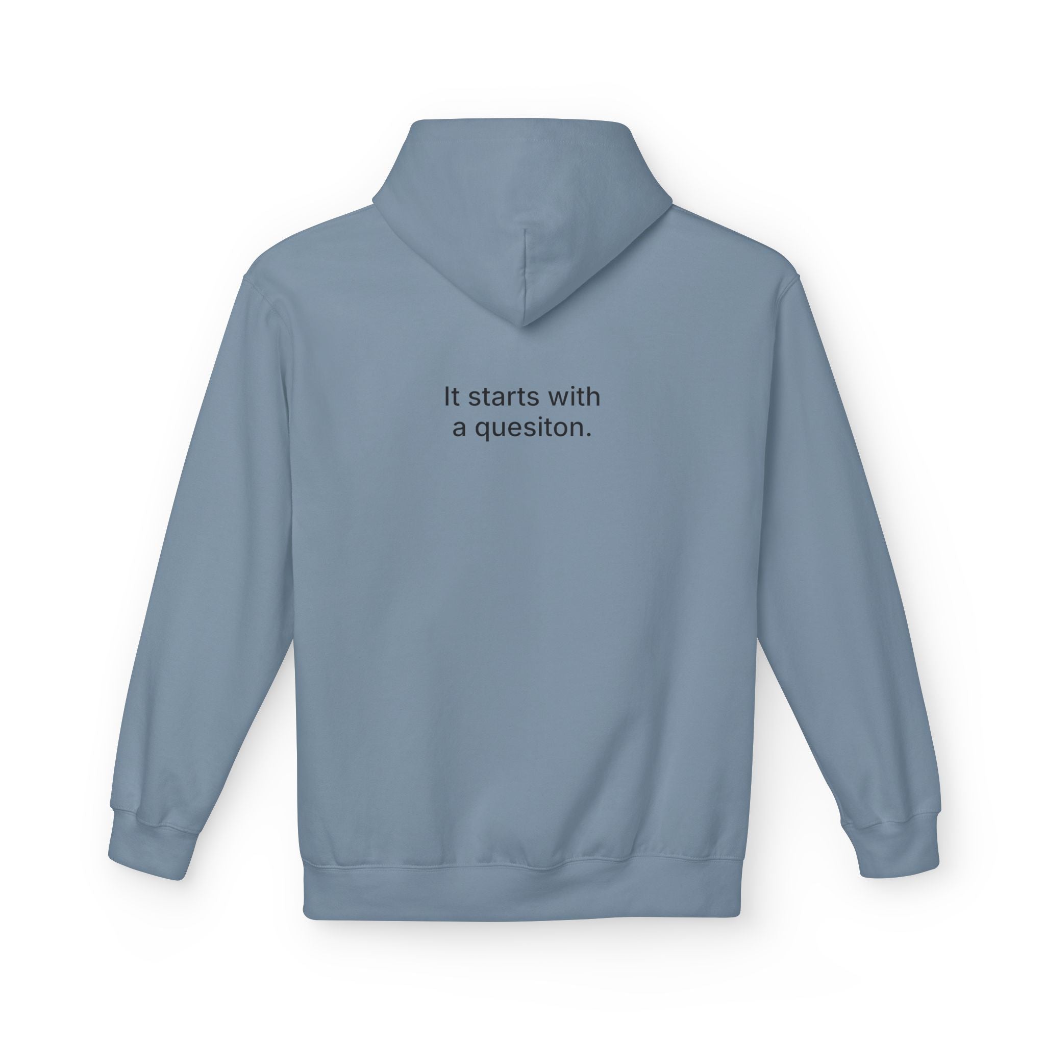 Curiosity Black Logo Hoodie | It starts with a question text