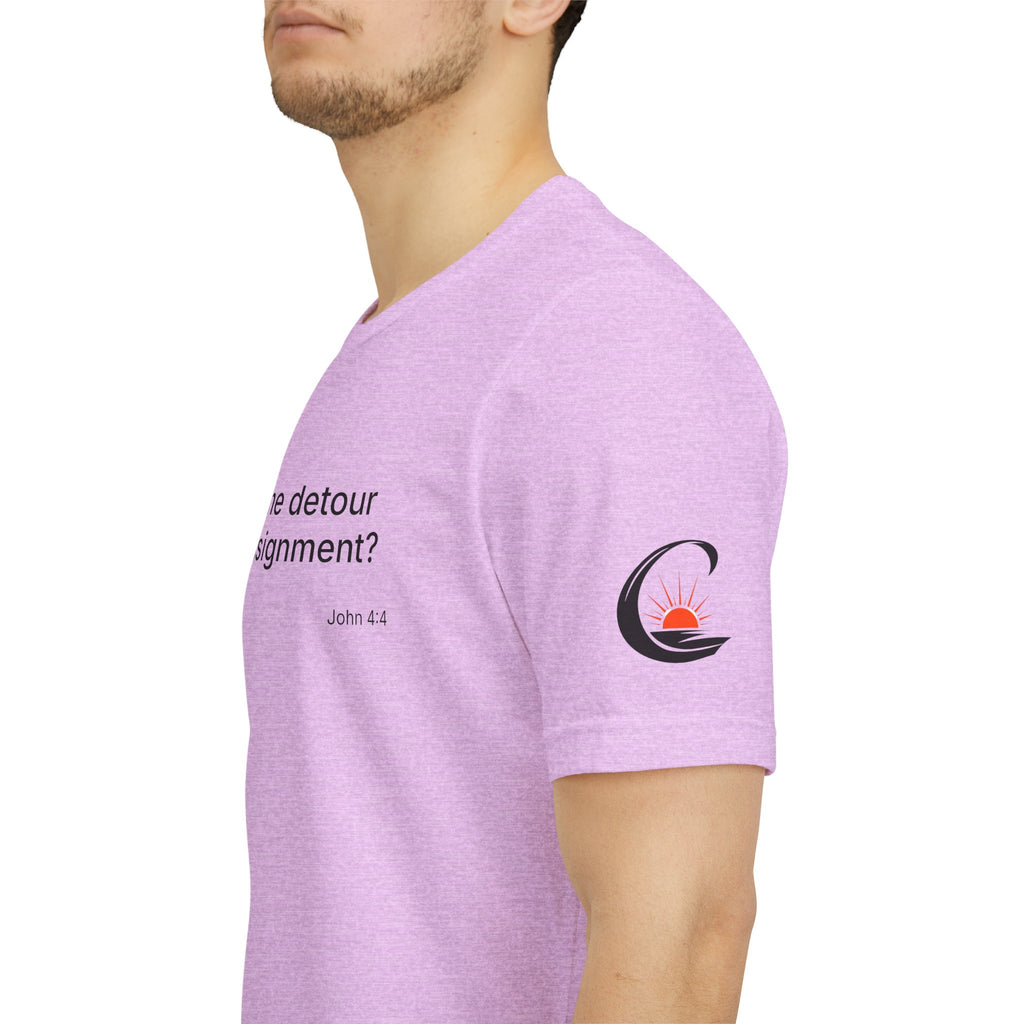 "What if the detour is the assignment?" Black Lettering & Logo – Minimal Motivational T-Shirt