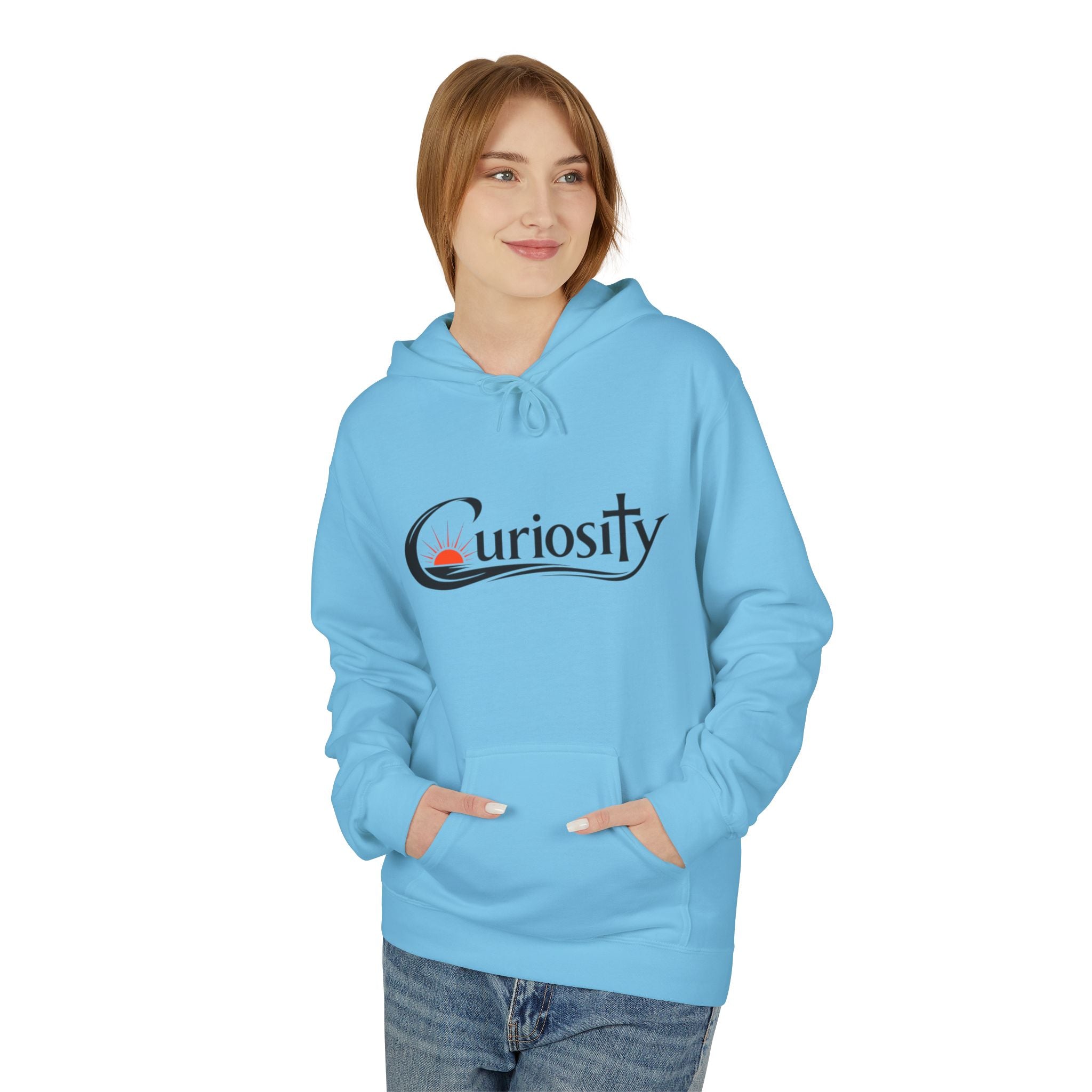 Curiosity Black Logo Hoodie | It starts with a question text
