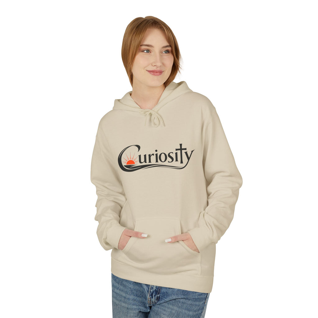 Curiosity Black Logo Hoodie | It starts with a question text