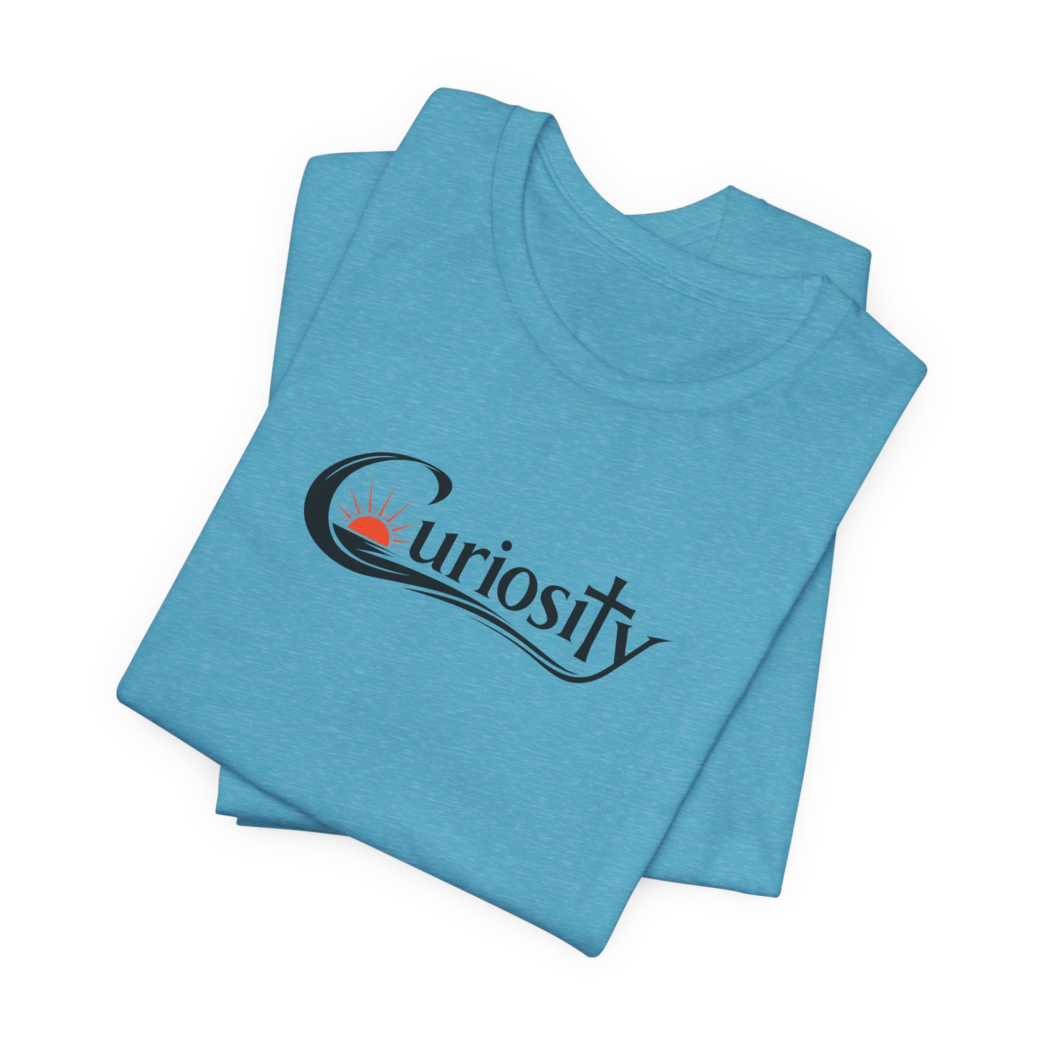 Curiosity Logo Tee | Black Curiosity Text Graphic T-Shirt, Minimal Science Design