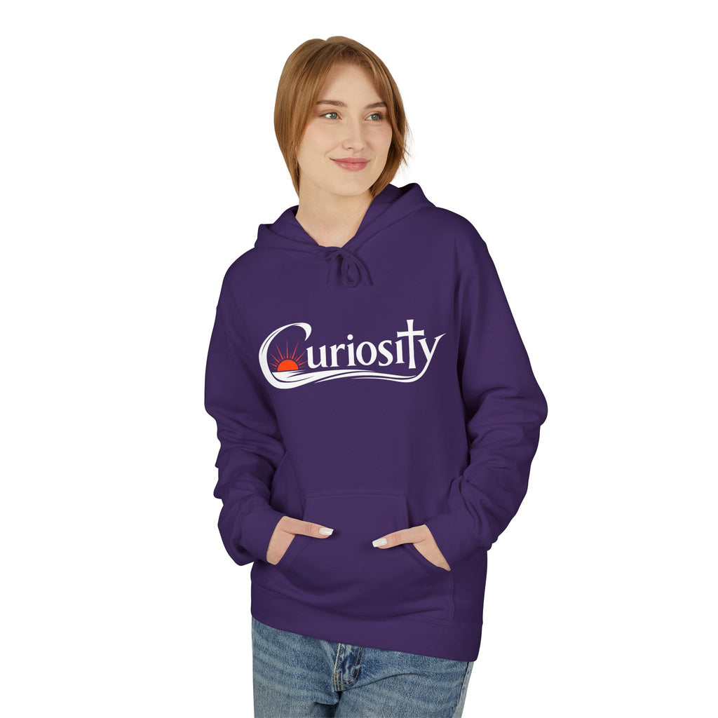Curiosity Logo Hoodie | It starts with a question text