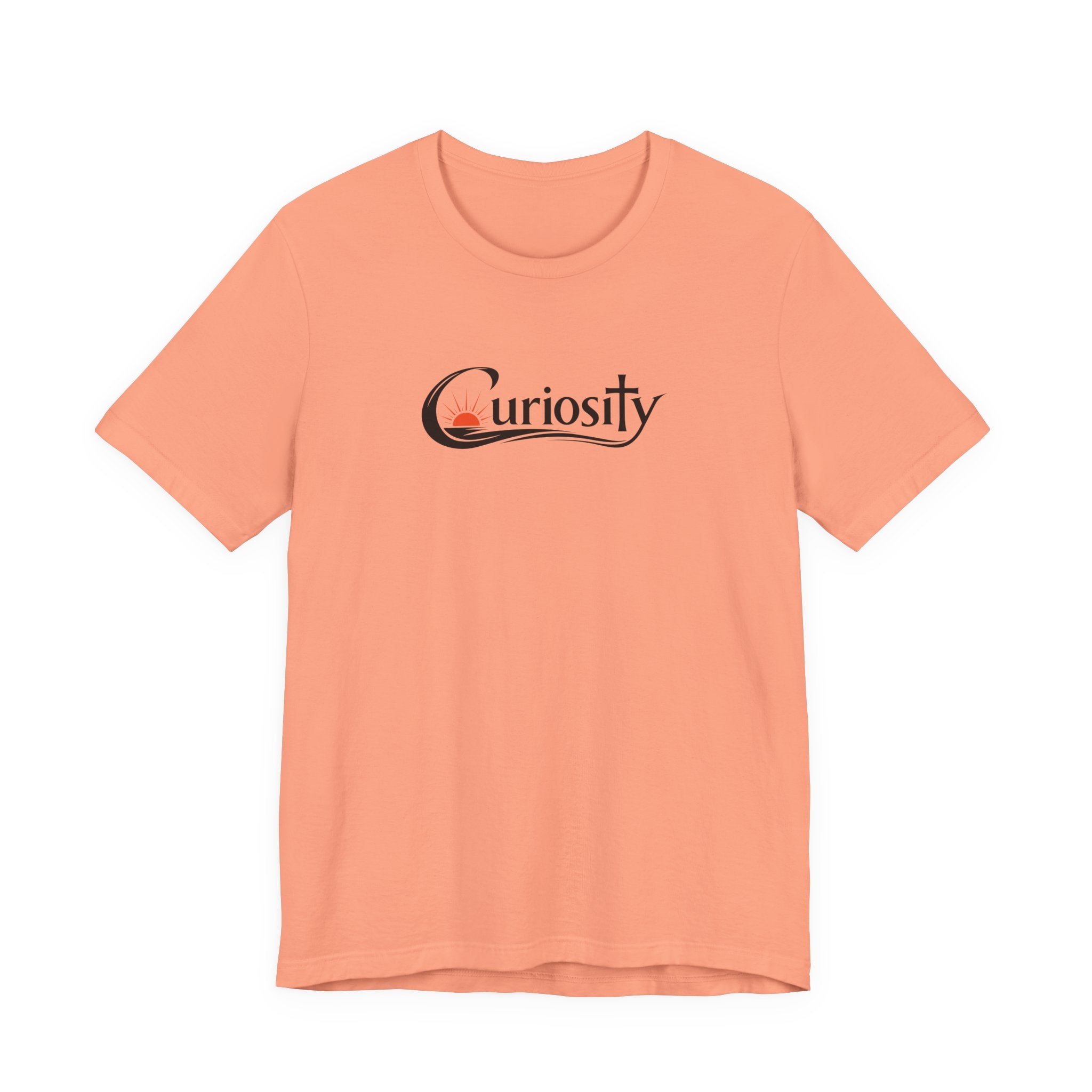 Curiosity Logo Tee | Black Curiosity Text Graphic T-Shirt, Minimal Science Design