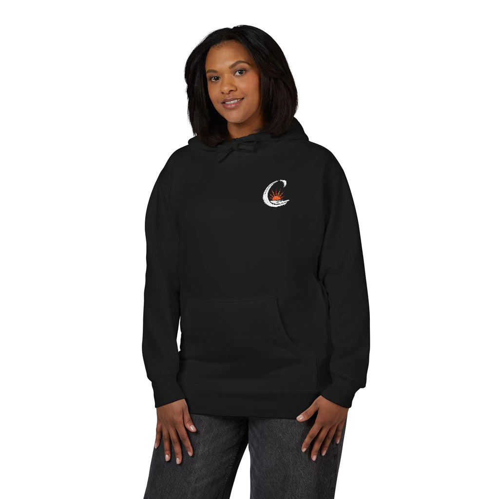 Curiosity White Emblem Hoodie | Small Chest Graphic,  Pullover