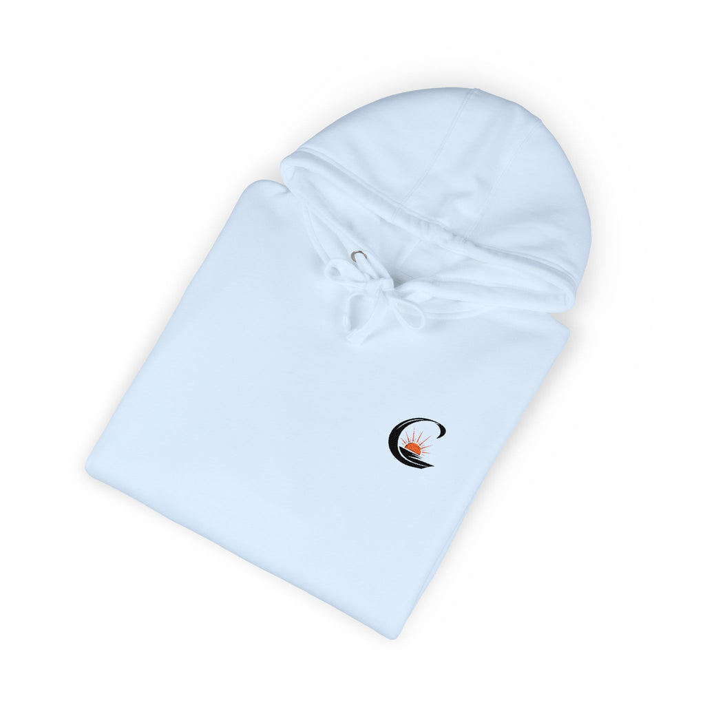 Curiosity Black Emblem Hoodie | Small Chest Graphic, Cream Pullover