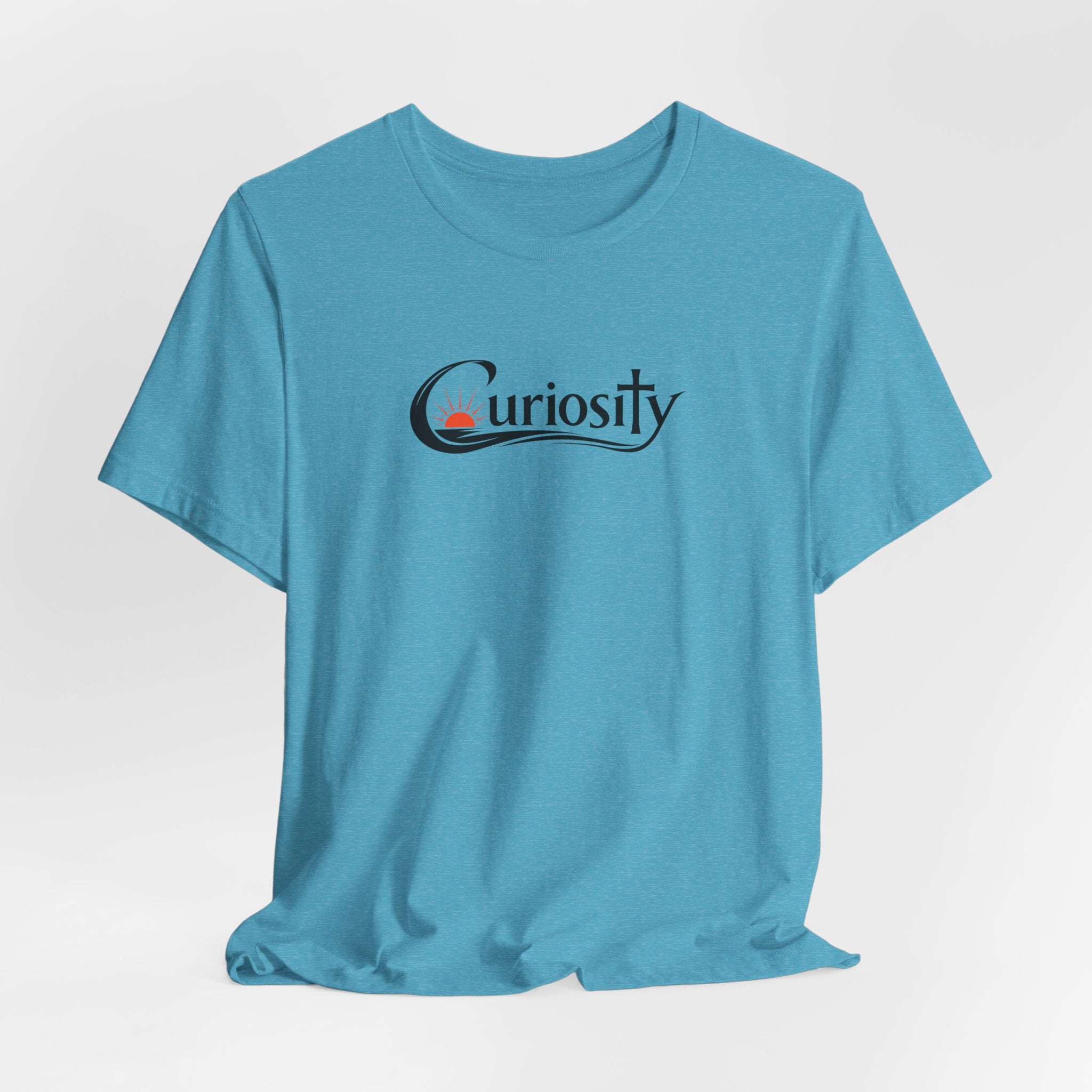 Curiosity Logo Tee | Black Curiosity Text Graphic T-Shirt, Minimal Science Design
