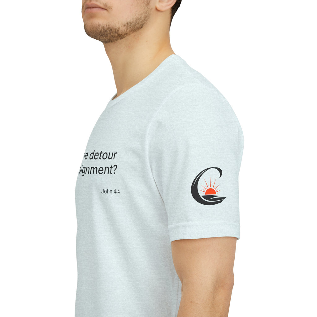 "What if the detour is the assignment?" Black Lettering & Logo – Minimal Motivational T-Shirt