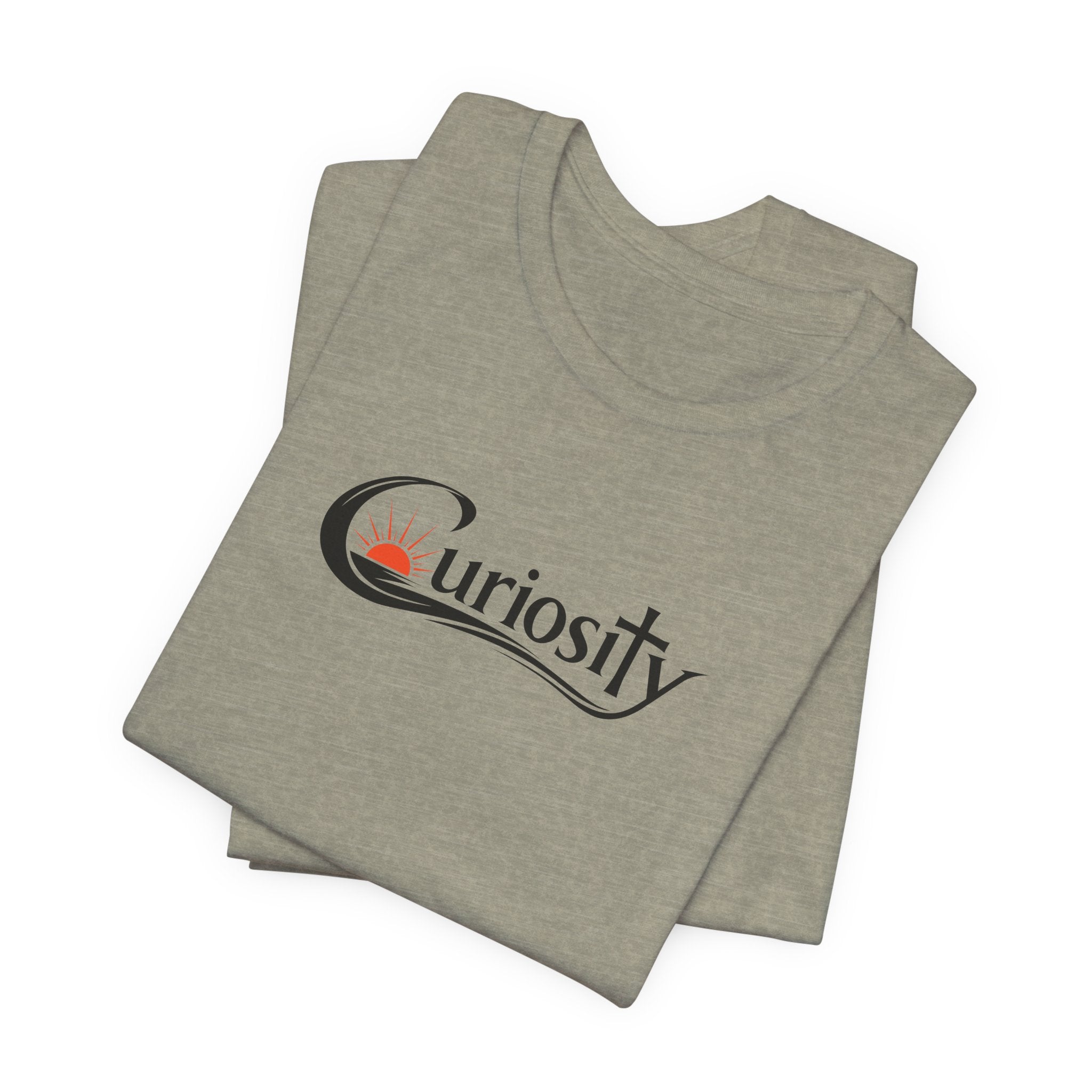 Curiosity Logo Tee | Black Curiosity Text Graphic T-Shirt, Minimal Science Design