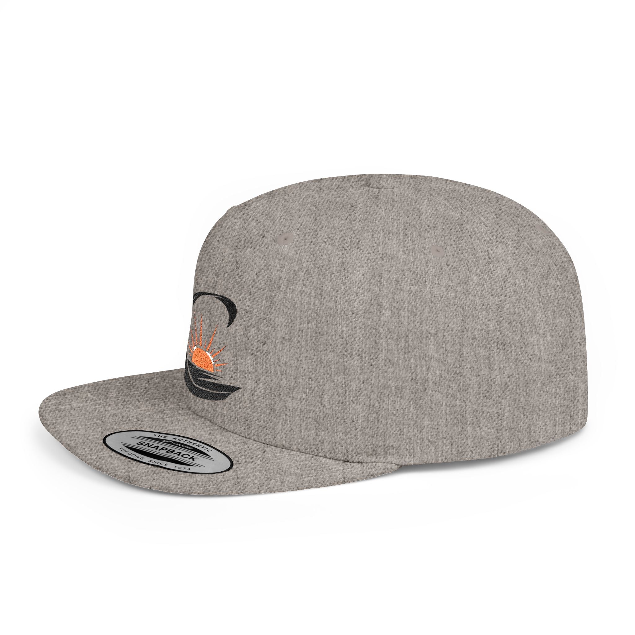 Curiosity Emblem Flat Bill Snapback | Embroidered Cap