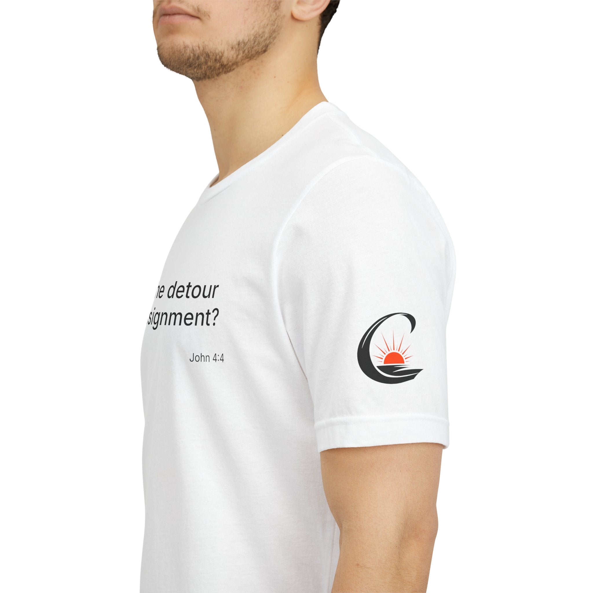 "What if the detour is the assignment?" Black Lettering & Logo – Minimal Motivational T-Shirt