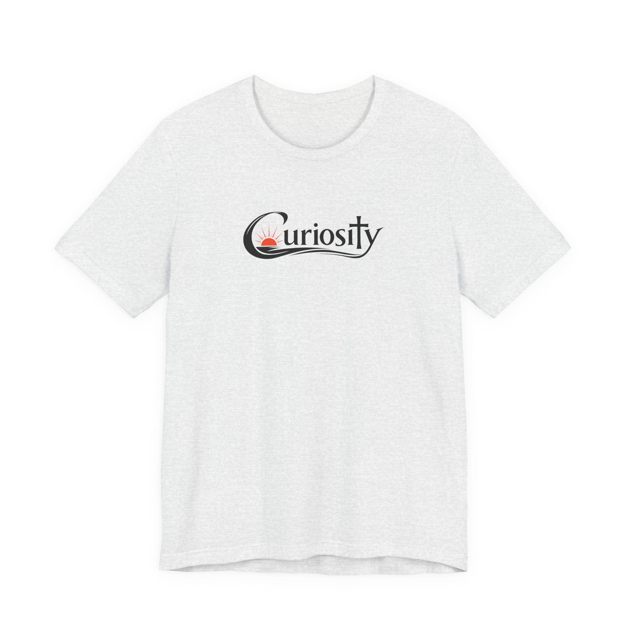 Curiosity Logo Tee | Black Curiosity Text Graphic T-Shirt, Minimal Science Design