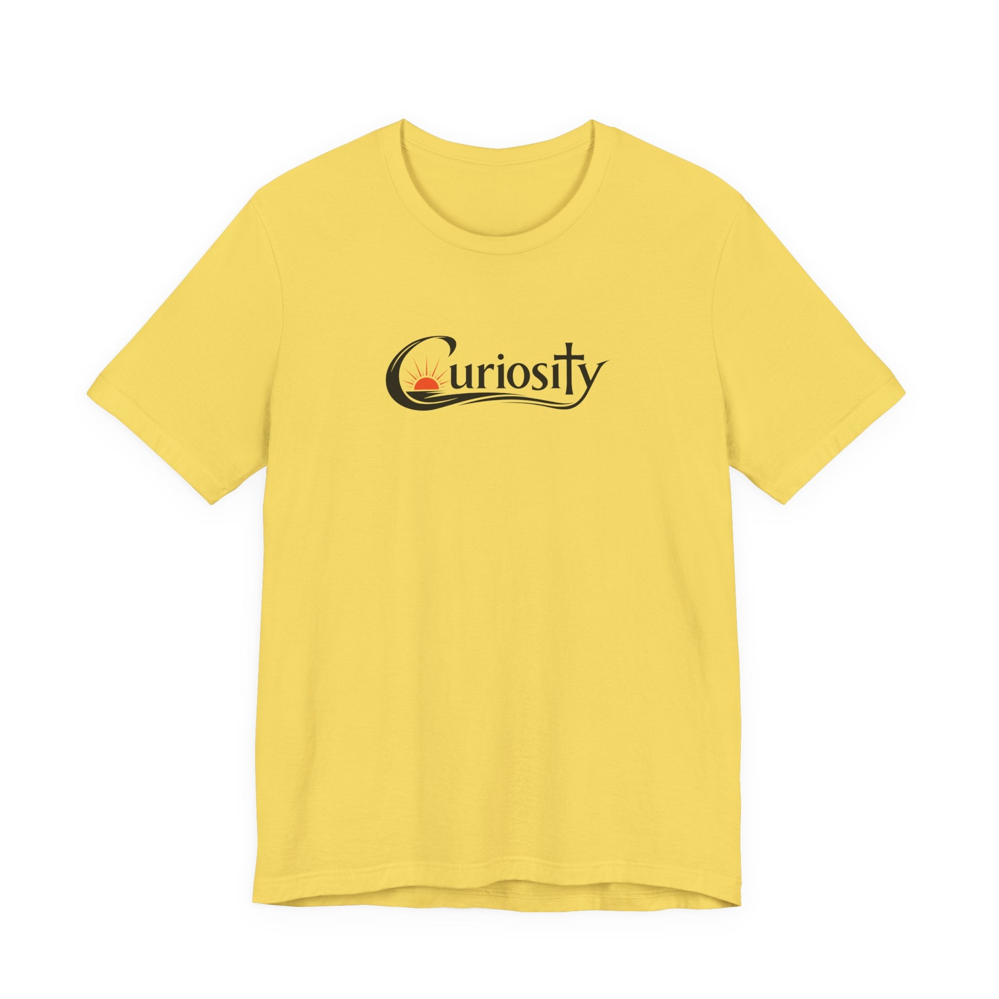 Curiosity Logo Tee | Black Curiosity Text Graphic T-Shirt, Minimal Science Design