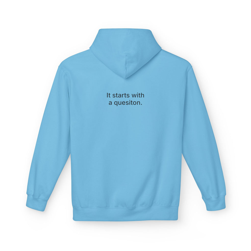 Curiosity Black Logo Hoodie | It starts with a question text