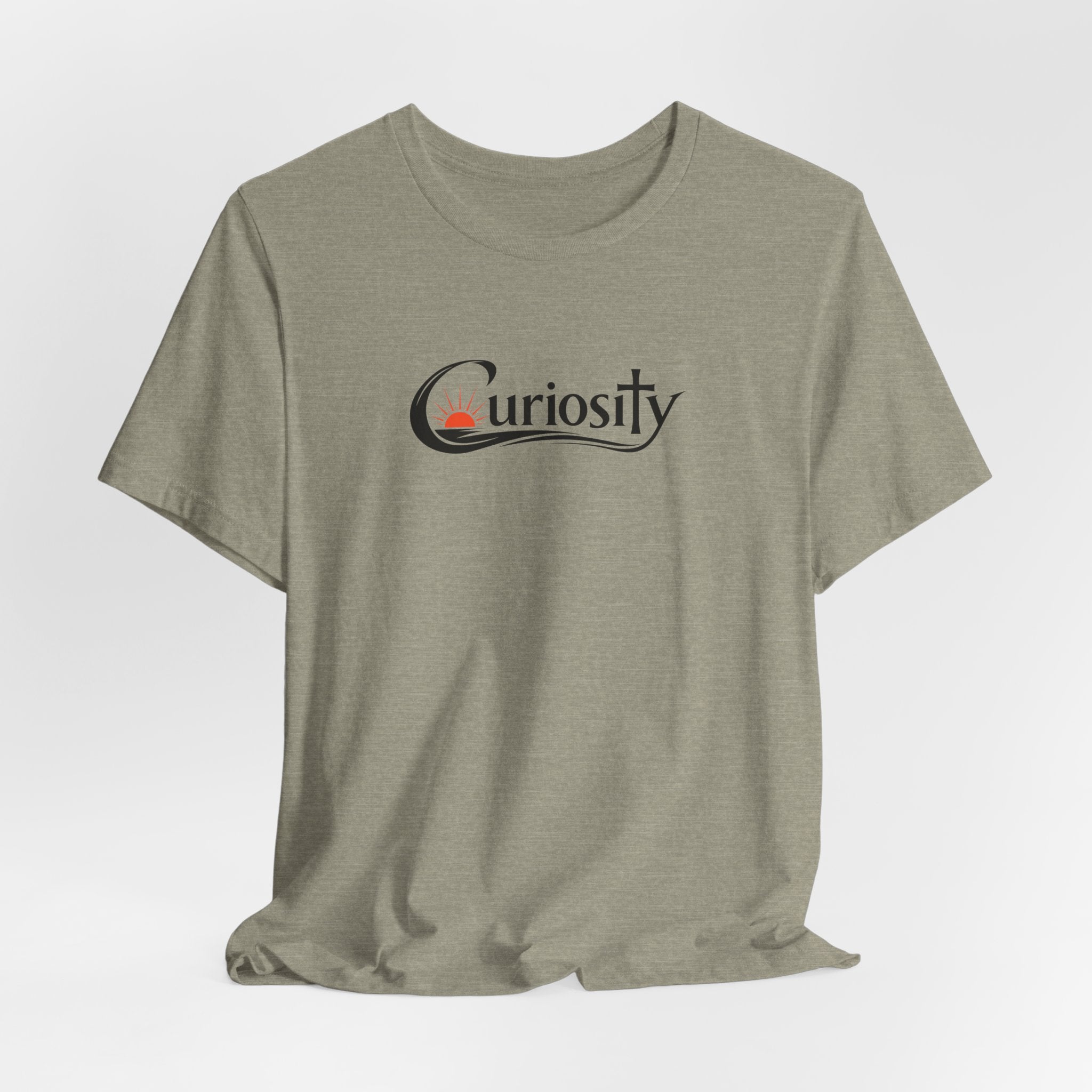 Curiosity Logo Tee | Black Curiosity Text Graphic T-Shirt, Minimal Science Design